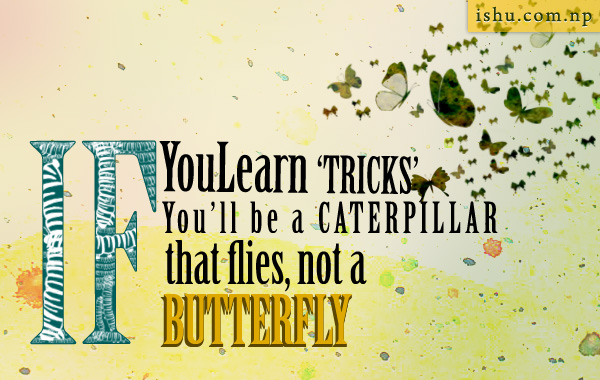 If you learn tricks you'll be a caterpillar that flies not a butterfly - life quotes