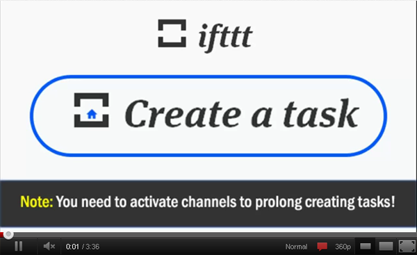 How to create a task and a recipe in ifttt